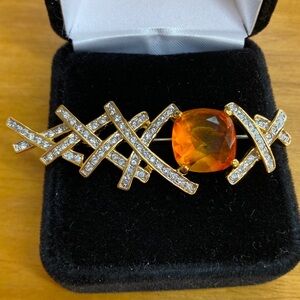 Vintage Butler Signed Gold Tone Brooch Pin 6 cm Designer Statement Piece